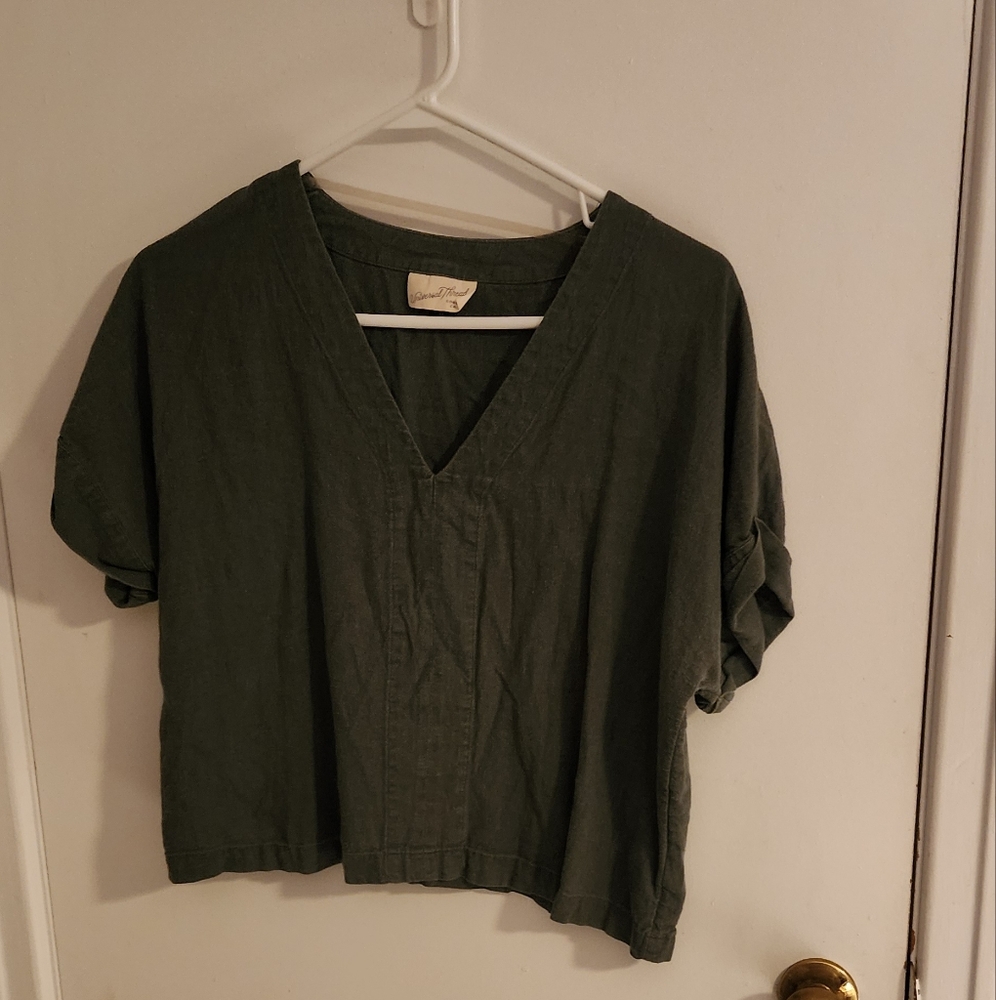 Universal Thread Deep Green V-Neck Blouse